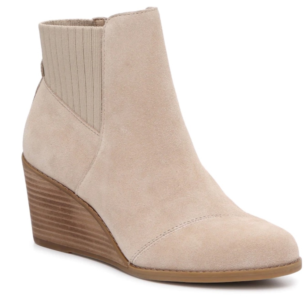 Toms Wedge Suede Bootie NWT